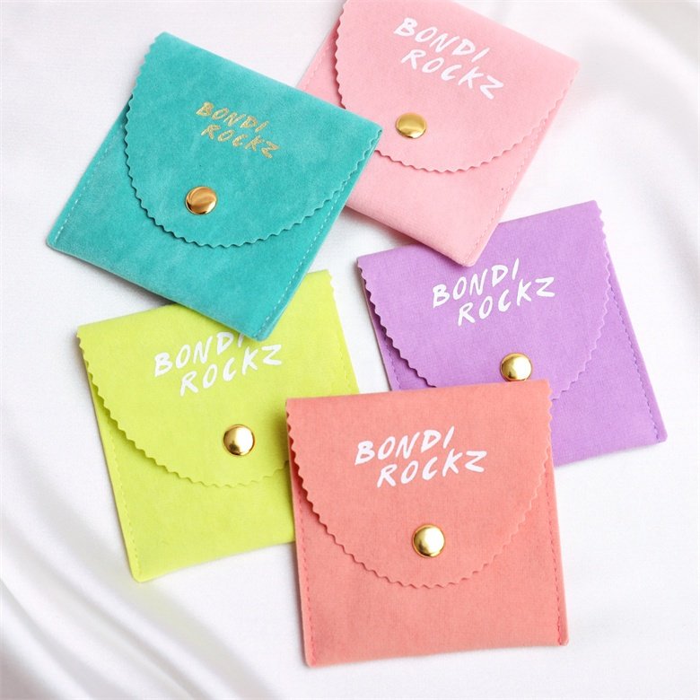 Hot Custom logo Envelope jewelry pouch Handicraft dust drawstring suede velvet bags for gift