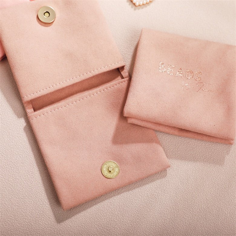Hot Custom logo Envelope jewelry pouch Handicraft dust drawstring suede velvet bags for gift