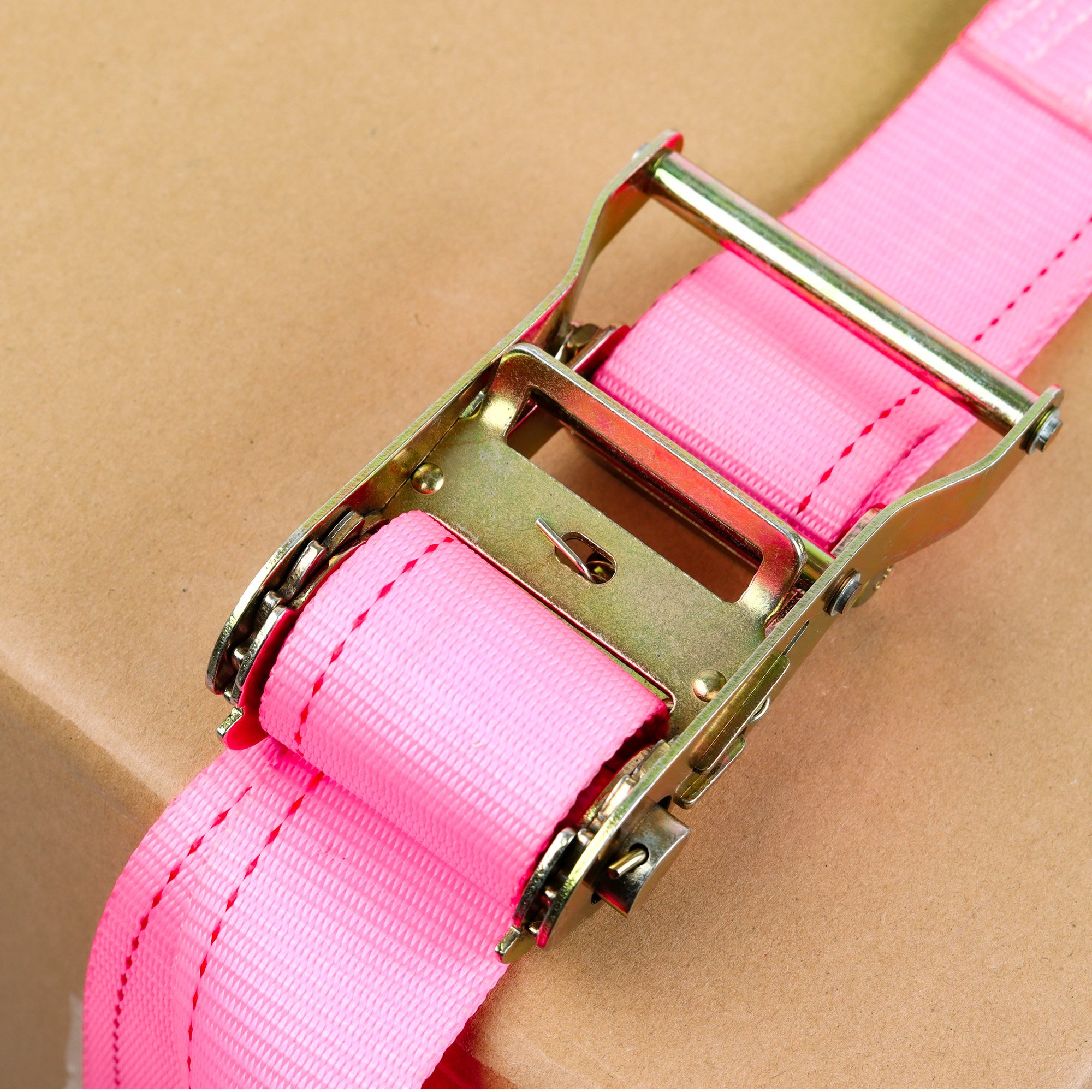 2-Inch polyester ratchet tie down logistics straps with E track in the end can be custom.