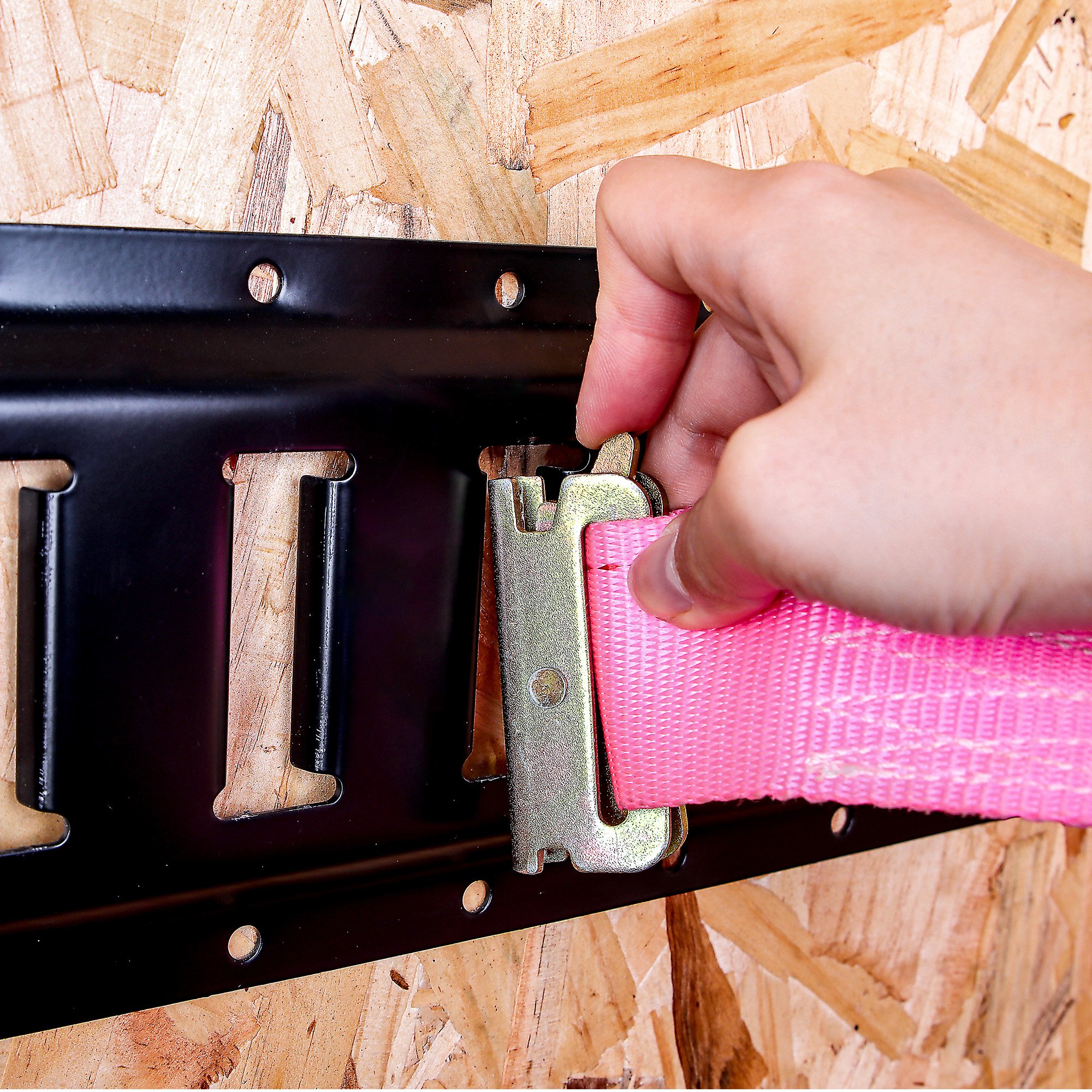 2-Inch polyester ratchet tie down logistics straps with E track in the end can be custom.