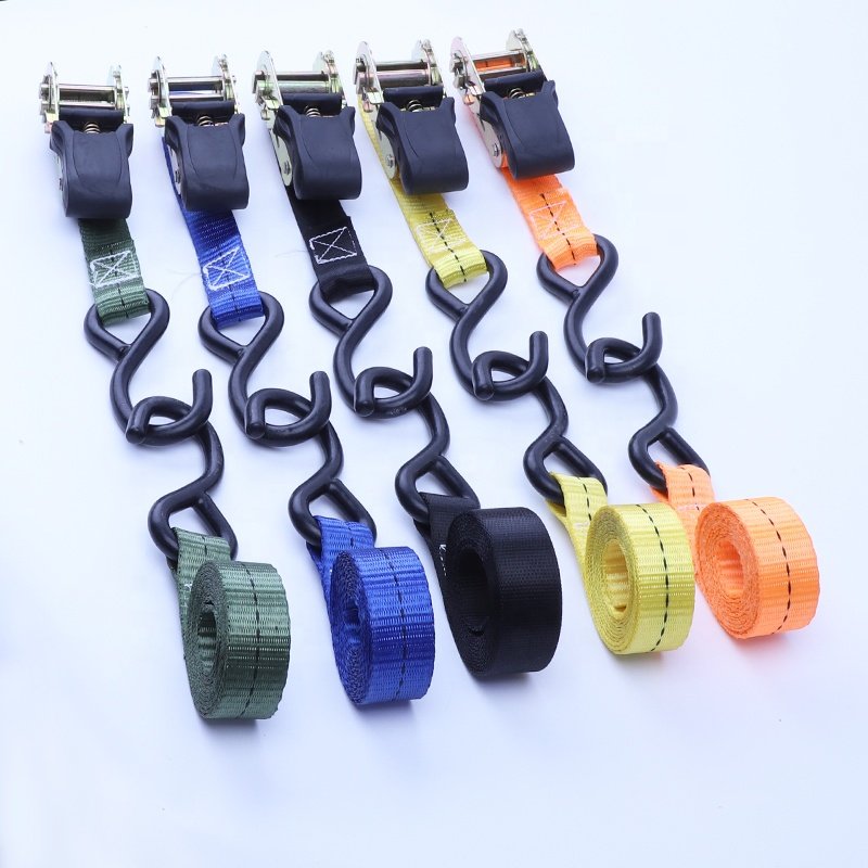 25mm Ratchet Tie Down Strap Lashing Tension Belt Cargo Heavy Duty Ratchet Straps With S Hook