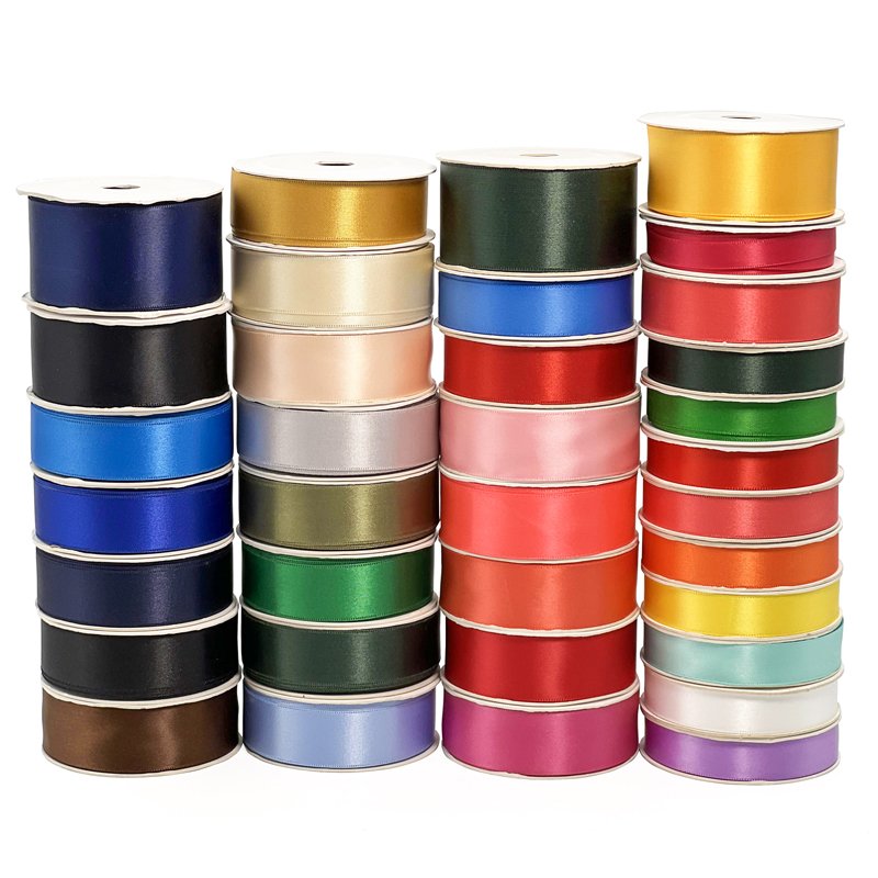 Silk Double Faced Satin Ribbon Polyester Christmas Gift High Quality Custom 4Cm Solid Color Satin Ribbon
