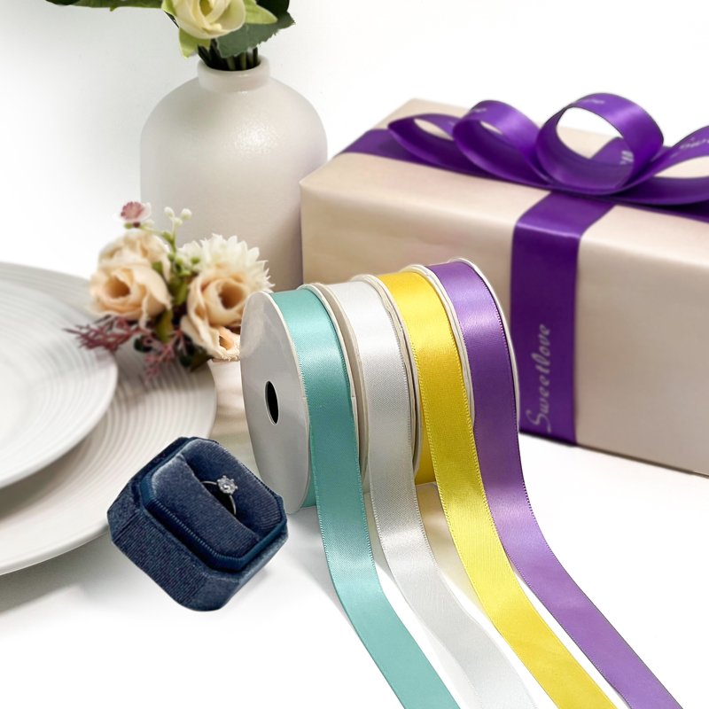 Silk Double Faced Satin Ribbon Polyester Christmas Gift High Quality Custom 4Cm Solid Color Satin Ribbon