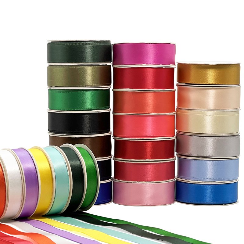Silk Double Faced Satin Ribbon Polyester Christmas Gift High Quality Custom 4Cm Solid Color Satin Ribbon