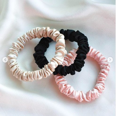 Customized 1cm 100% silk hair scrunchies hair ties set high quality Customized you brand and Labels packaging