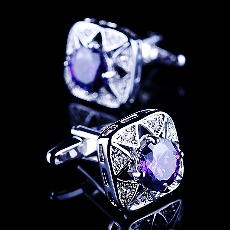 boutons de manchette Price High Quality Purple Zircon cufflinks for men wholesale Man Accessory Button cufflinks for men luxury