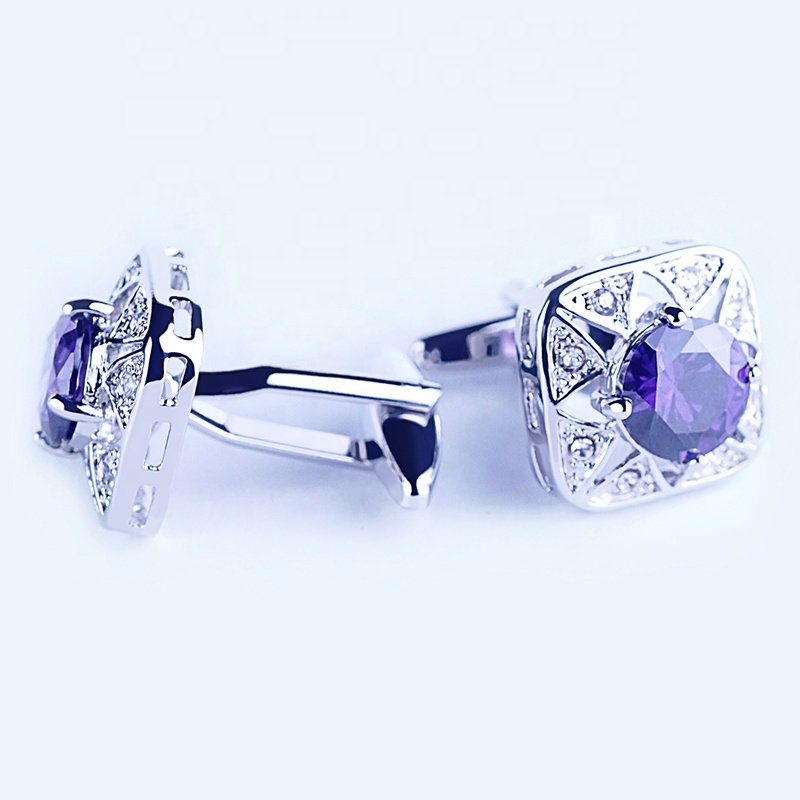 boutons de manchette Price High Quality Purple Zircon cufflinks for men wholesale Man Accessory Button cufflinks for men luxury