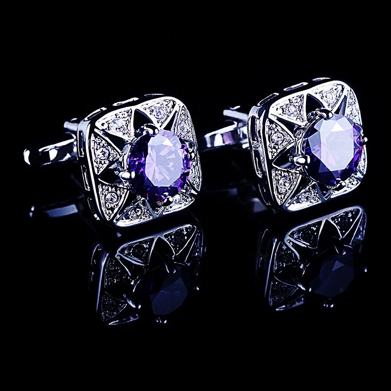 boutons de manchette Price High Quality Purple Zircon cufflinks for men wholesale Man Accessory Button cufflinks for men luxury