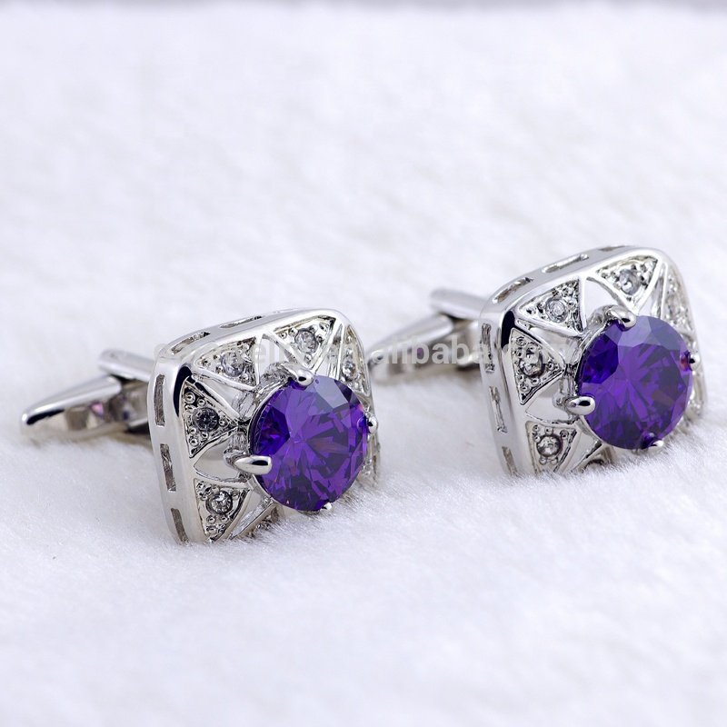 boutons de manchette Price High Quality Purple Zircon cufflinks for men wholesale Man Accessory Button cufflinks for men luxury
