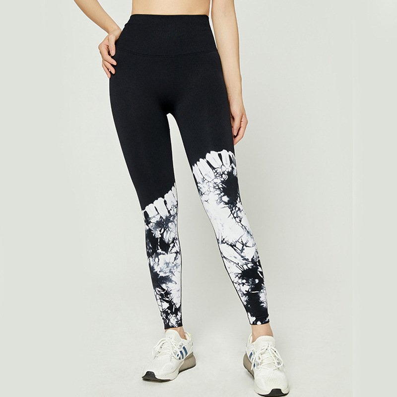New Design Yoga Leggings Women Fitness Tie Dye Sexy Peach High Waist Scrunch Butt High Elastic Breathable Sports Pants for Women