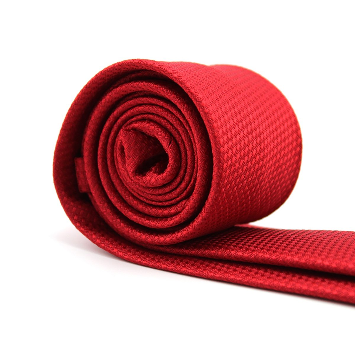 Shengzhou Necktie Factory Handmade Microfiber Polyester Custom Woven Fashion Wholesale Slim Skinny Solid Color Men's Red Tie