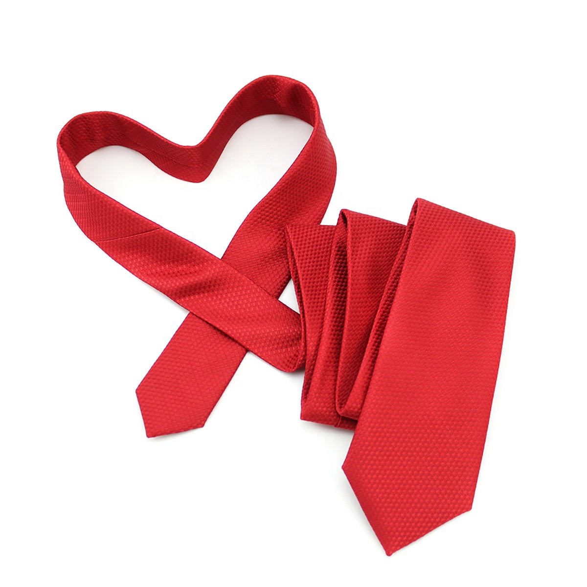 Shengzhou Necktie Factory Handmade Microfiber Polyester Custom Woven Fashion Wholesale Slim Skinny Solid Color Men's Red Tie