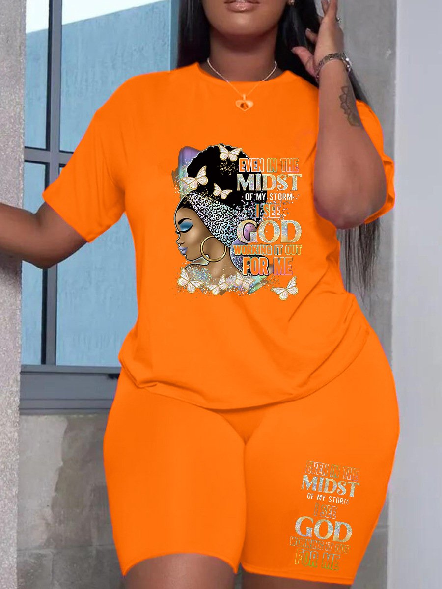Custom Black Queen casual Summer plus size women clothing sets letter graphic print 2 piece set women DTF Film Printing T shirts