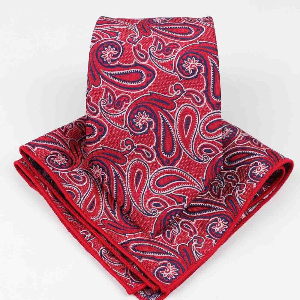 Mens Formal Paisley Polyester Pocket Square Tie Handkerchief Necktie Ties Lots Two Piece Set