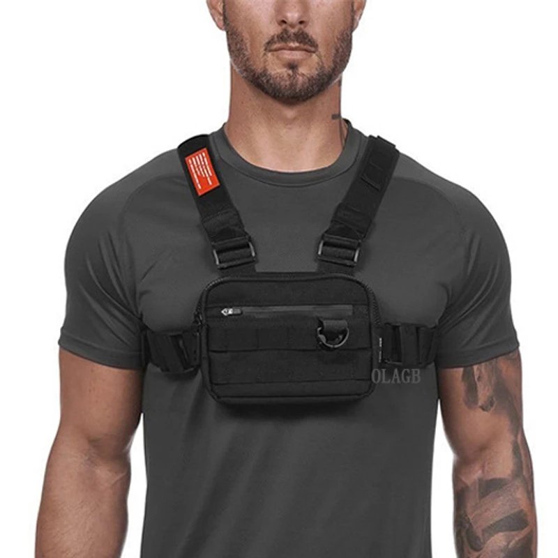 New Fashion Nylon Hip-Hop Men Chest Bag Casual Function Outdoor Style Small Tactical Vest Bags Ins Streetwear Male Chest Bags