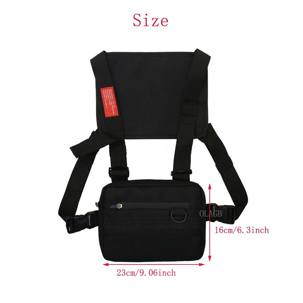 New Fashion Nylon Hip-Hop Men Chest Bag Casual Function Outdoor Style Small Tactical Vest Bags Ins Streetwear Male Chest Bags