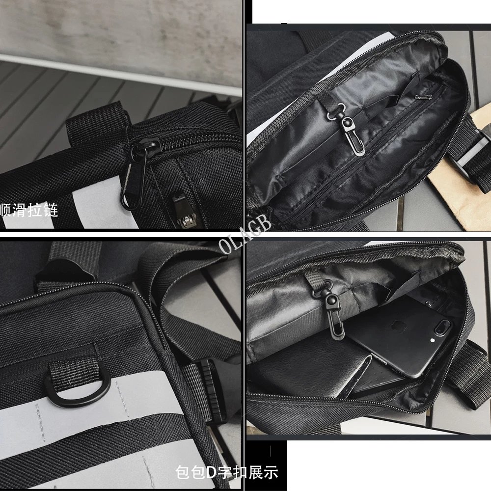 New Fashion Nylon Hip-Hop Men Chest Bag Casual Function Outdoor Style Small Tactical Vest Bags Ins Streetwear Male Chest Bags