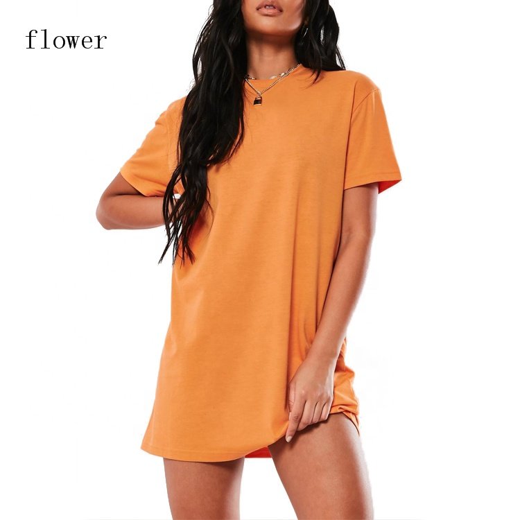 High quality 100% cotton custom-made logo ladies casual oversized ladies T-shirt dress Ms T-shirt