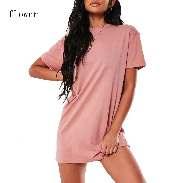 High quality 100% cotton custom-made logo ladies casual oversized ladies T-shirt dress Ms T-shirt