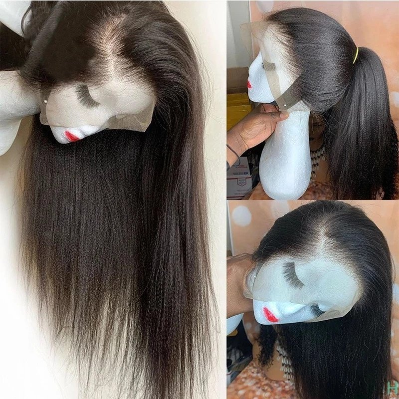 360 Cheap Lace Front Wig Virgin Indian Kinky Straight 360 Full Lace Wig Yaki 360 Lace Frontal Human Hair Wig