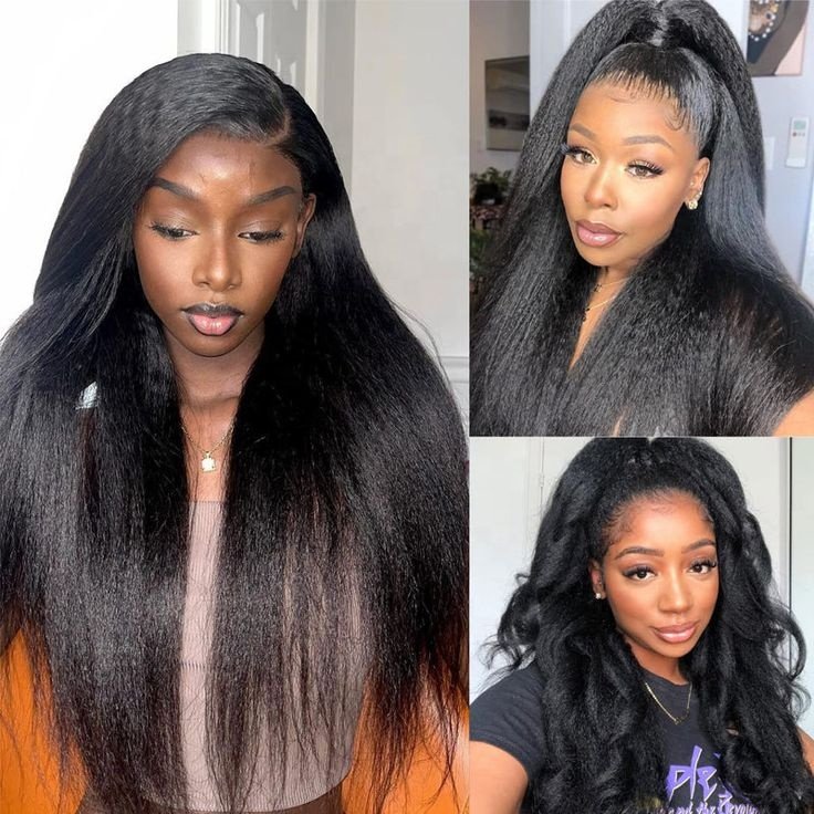 360 Cheap Lace Front Wig Virgin Indian Kinky Straight 360 Full Lace Wig Yaki 360 Lace Frontal Human Hair Wig