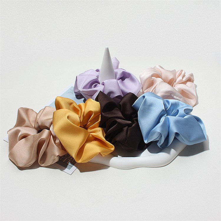 6 colors large 13CM Satin Hair Tie hair ring solid color fashion plate rubber band adult hair accessories ribbon