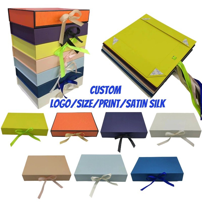 2024 Custom Logo White Foldable Bow Tie Package Boxes Cardboard Paper Clothing Gift Packaging Box With Magnetic Lid