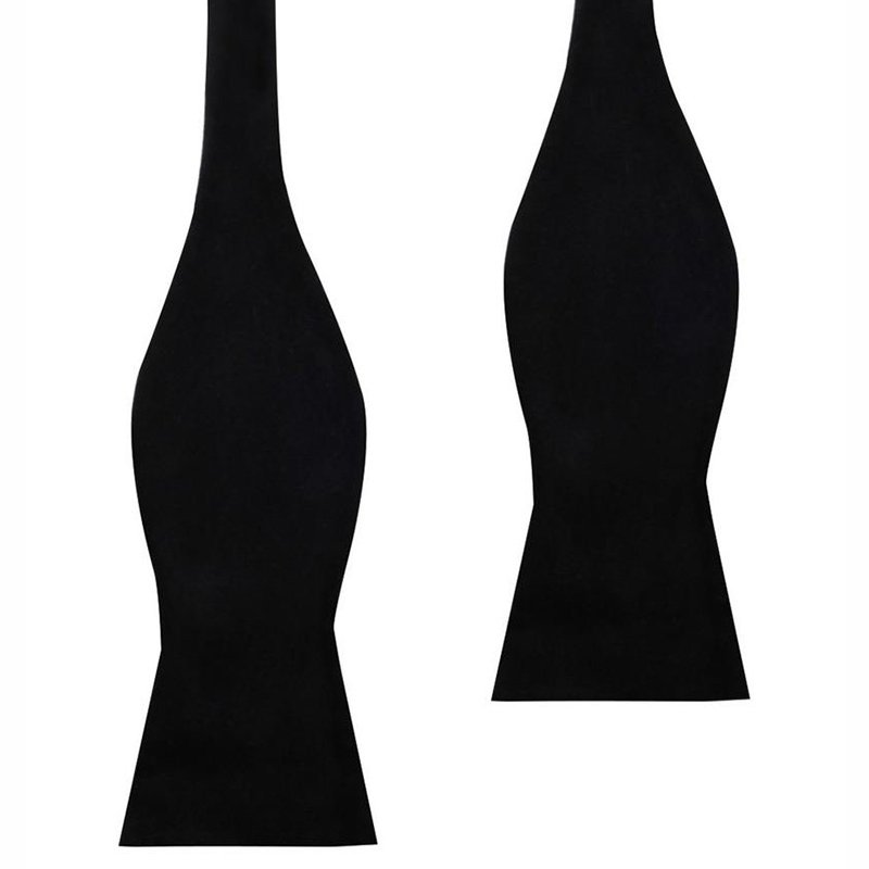 100% Satin Fabric in Plain Black Self-Tie Bow Tie Made from Matt Polyester