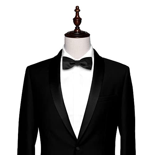 100% Satin Fabric in Plain Black Self-Tie Bow Tie Made from Matt Polyester