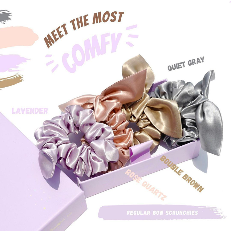 16momme Large Silk Elastic bowknot scrunchie Multi Color 100% pure mulberry Silk bow Scrunchies