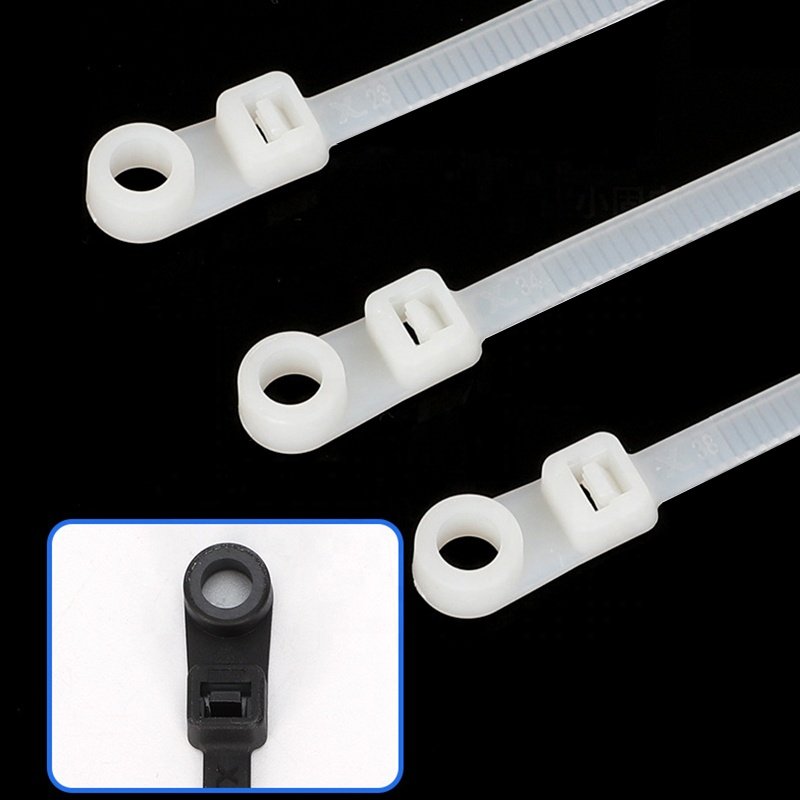16 Inch Mounting Cable Tie Pack of 100 Black 400*7.6mm 120lbs Mountable Cable Ties