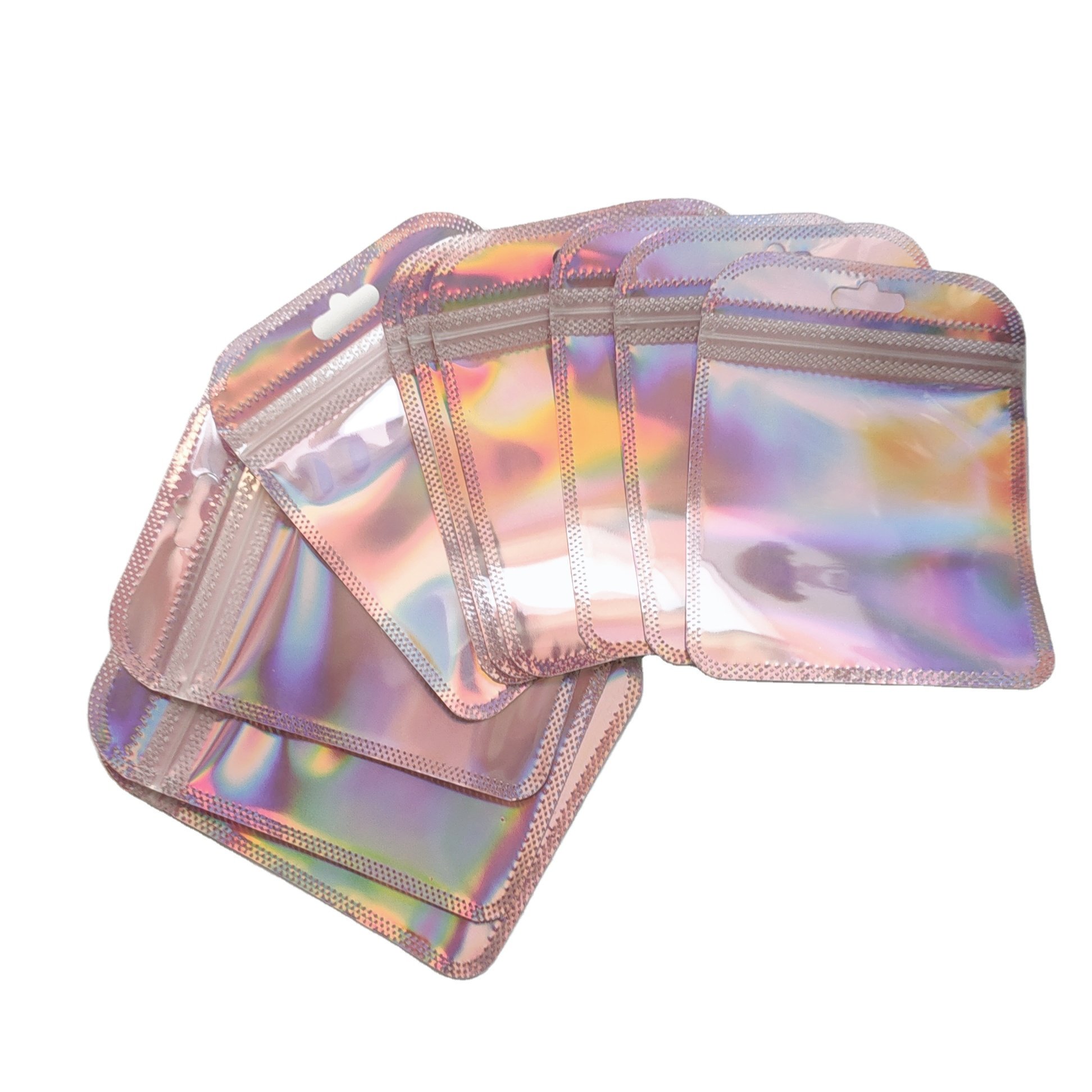 Reusable Sealed Self-supporting Self-sealing Transparent Laser Holographic Plastic Zipper Laser Bag