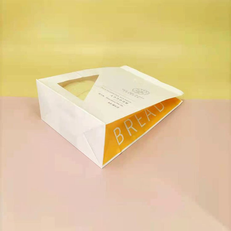 Paper Bread Packaging Bag White Kraft Bakery Pouch With Window Tin Tie Tab Pouches