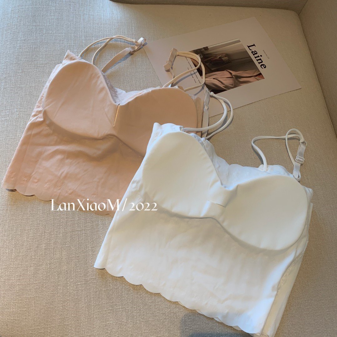 Summer Casual Chest Wrap Top Floral With Ruffles Vest Tube Bra Fashion Sleeveless Sling Cotton Padded Camisoles