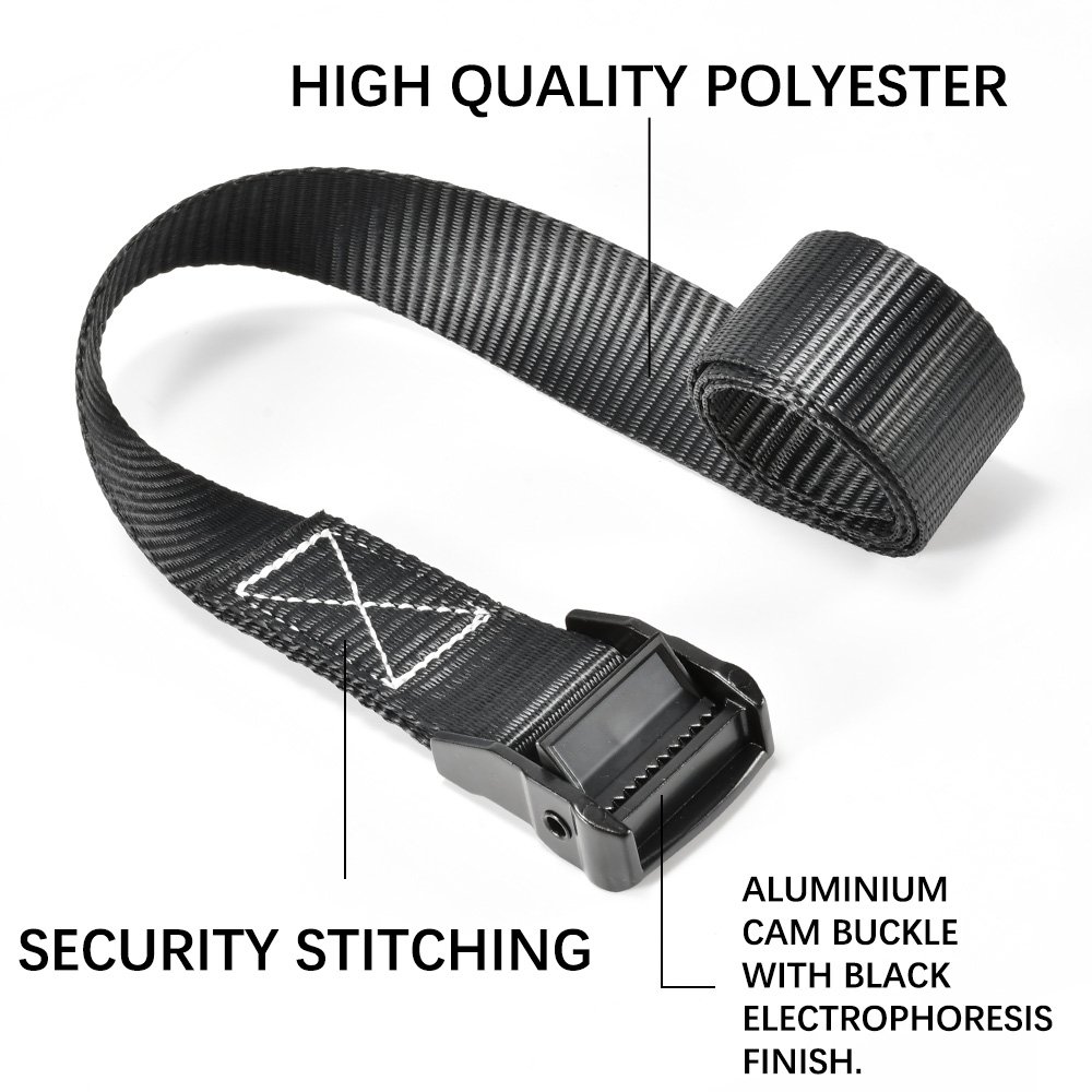1.5" 38mm 650kg Break Strength Light Aluminum Black E-Coated Quick Cam Lock Buckle Tie Down Strap for Cargo Transport