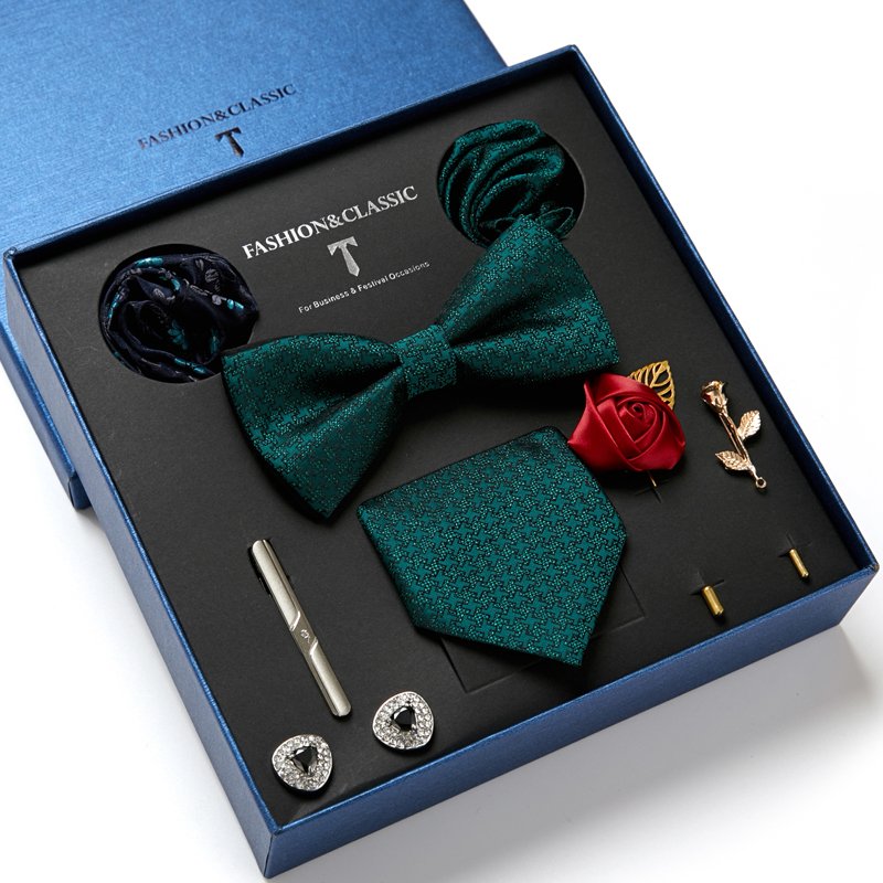 High Quality Silk Tie Pocket Squares Cufflink Handkerchief Box For Men Suit Accessories Holiday Gift Box Fit Party