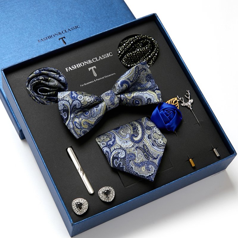 High Quality Silk Tie Pocket Squares Cufflink Handkerchief Box For Men Suit Accessories Holiday Gift Box Fit Party