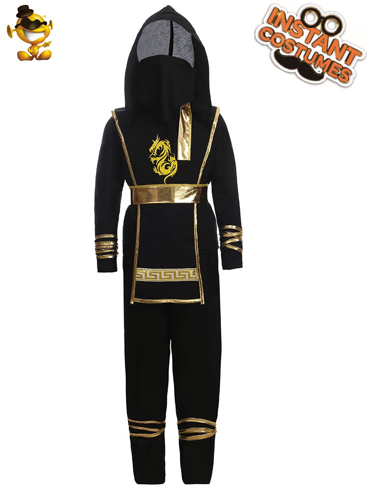 Gloden Dragon Ninja Costumes Halloween Party Fancy Dress Cosplay Ninja Costume For Children