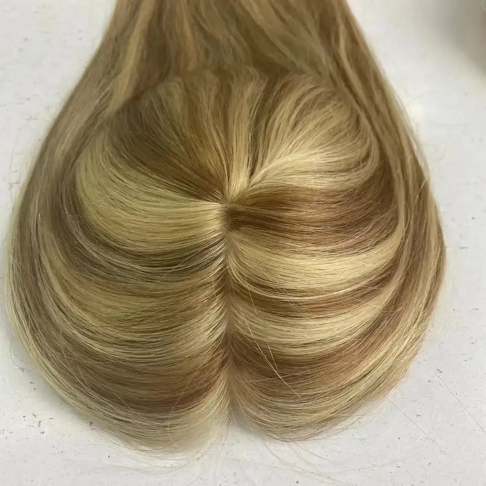 Fish Net PU skin integration toupee raw human hair mesh custom color silk base human hair topper for women