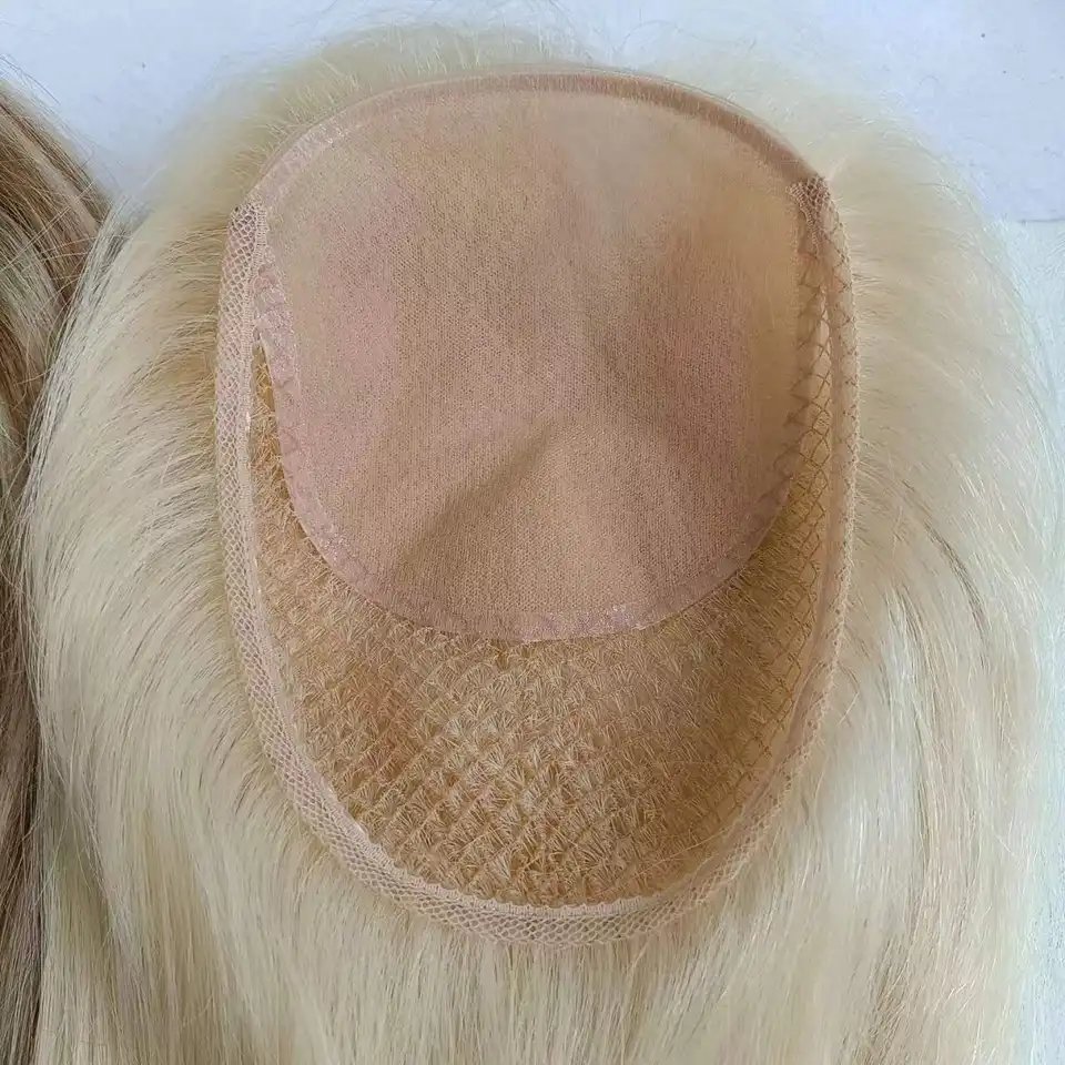 Fish Net PU skin integration toupee raw human hair mesh custom color silk base human hair topper for women
