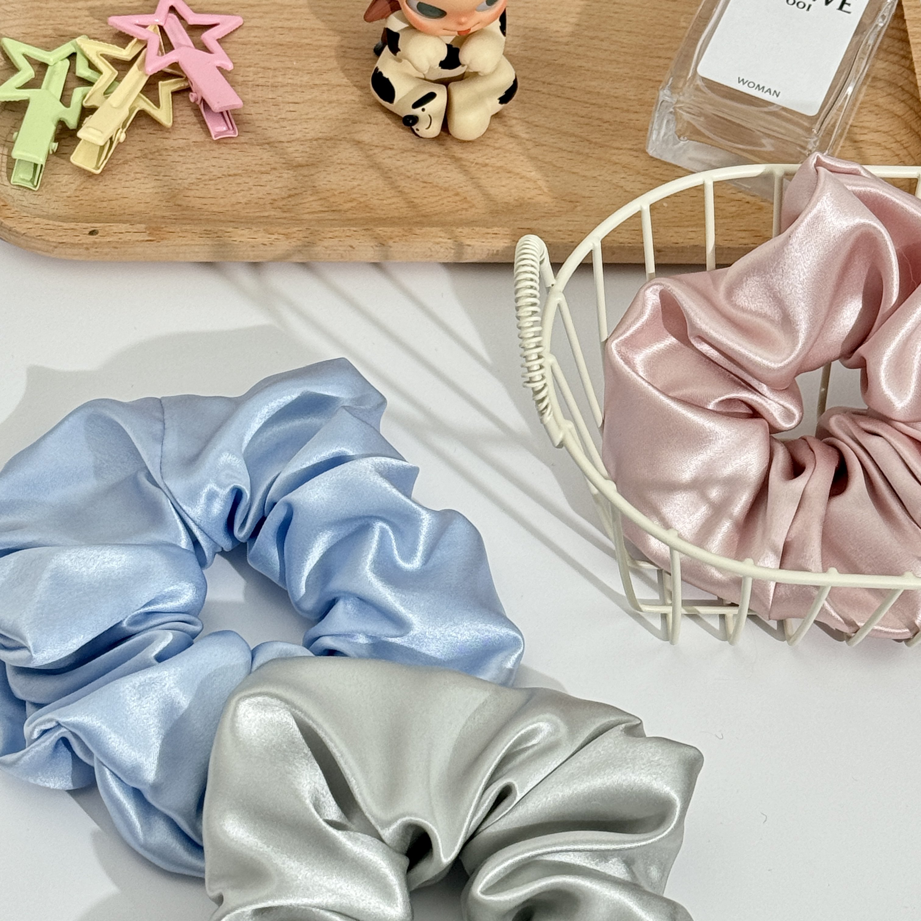 19mm wholesale custom large 100% mulberry silk satin scrunchy hair band ties scrunchie sets holder silk scrunchies