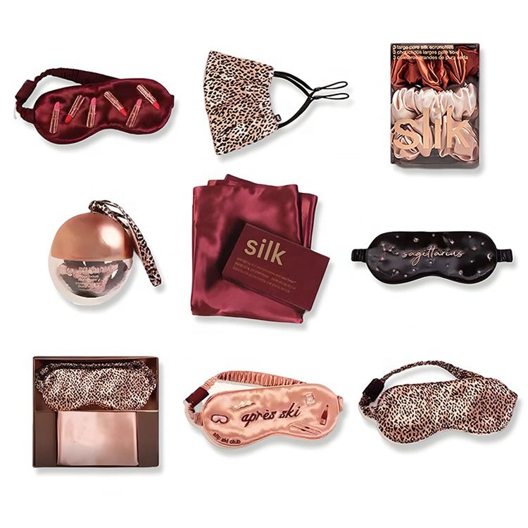 Free sample Factory Price Wholesale Custom box logo label real silk sleep eye masks pillowcase gift set