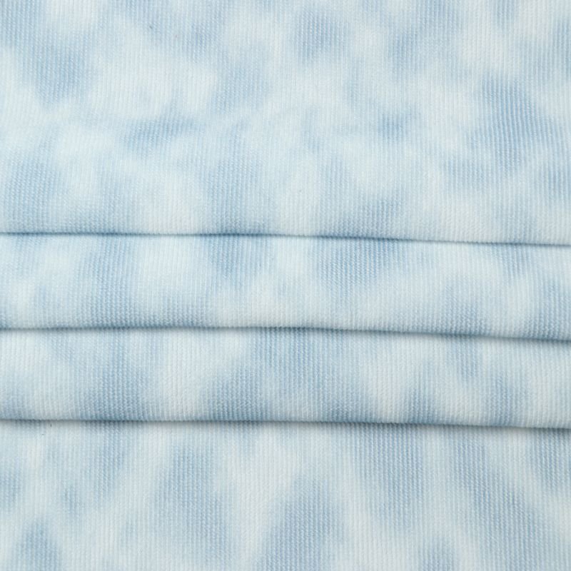 Custom Printing 100% Polyester Tie dye Pattern Printed 16Wales Corduroy 220gsm Fabric For Suit Pants Dress Cloth