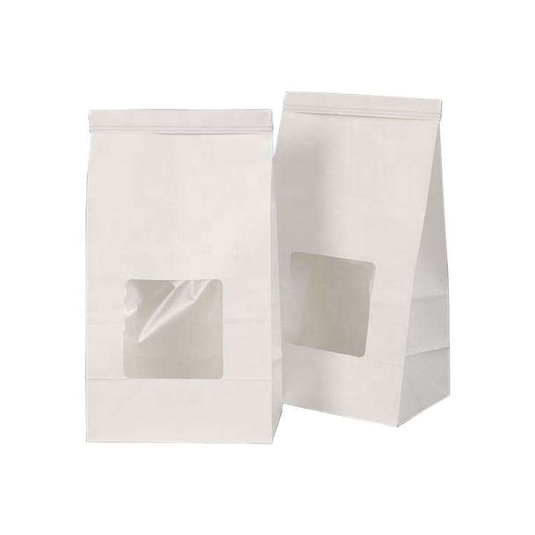 Manufacturer wholesale custom kraft paper bags with window tin tie dessert paper bag kraft coffee bag