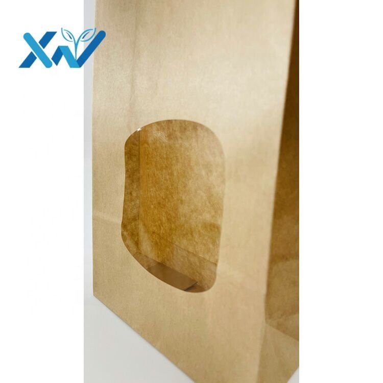 Manufacturer wholesale custom kraft paper bags with window tin tie dessert paper bag kraft coffee bag