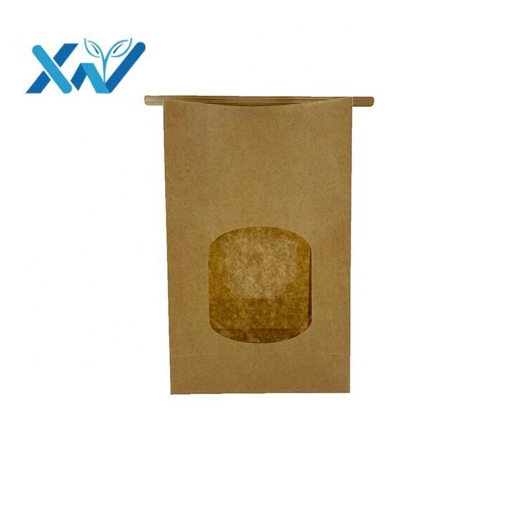 Manufacturer wholesale custom kraft paper bags with window tin tie dessert paper bag kraft coffee bag