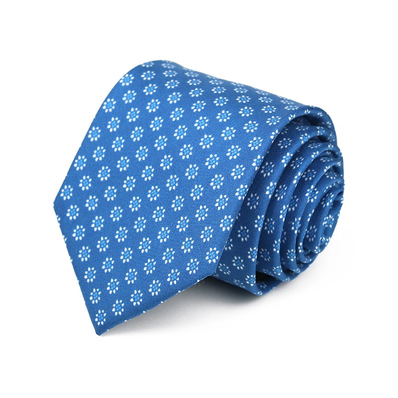 High Quality Natural Blue Silk Printed Tie Wholesale Necktie Mens 100% Silk Print Neck Tie