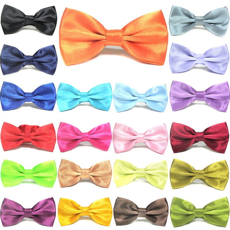 factory wholesale oem logo custom adjustable pre-tied party wedding banquet working men's satin silk bow tie bowtie bow ties