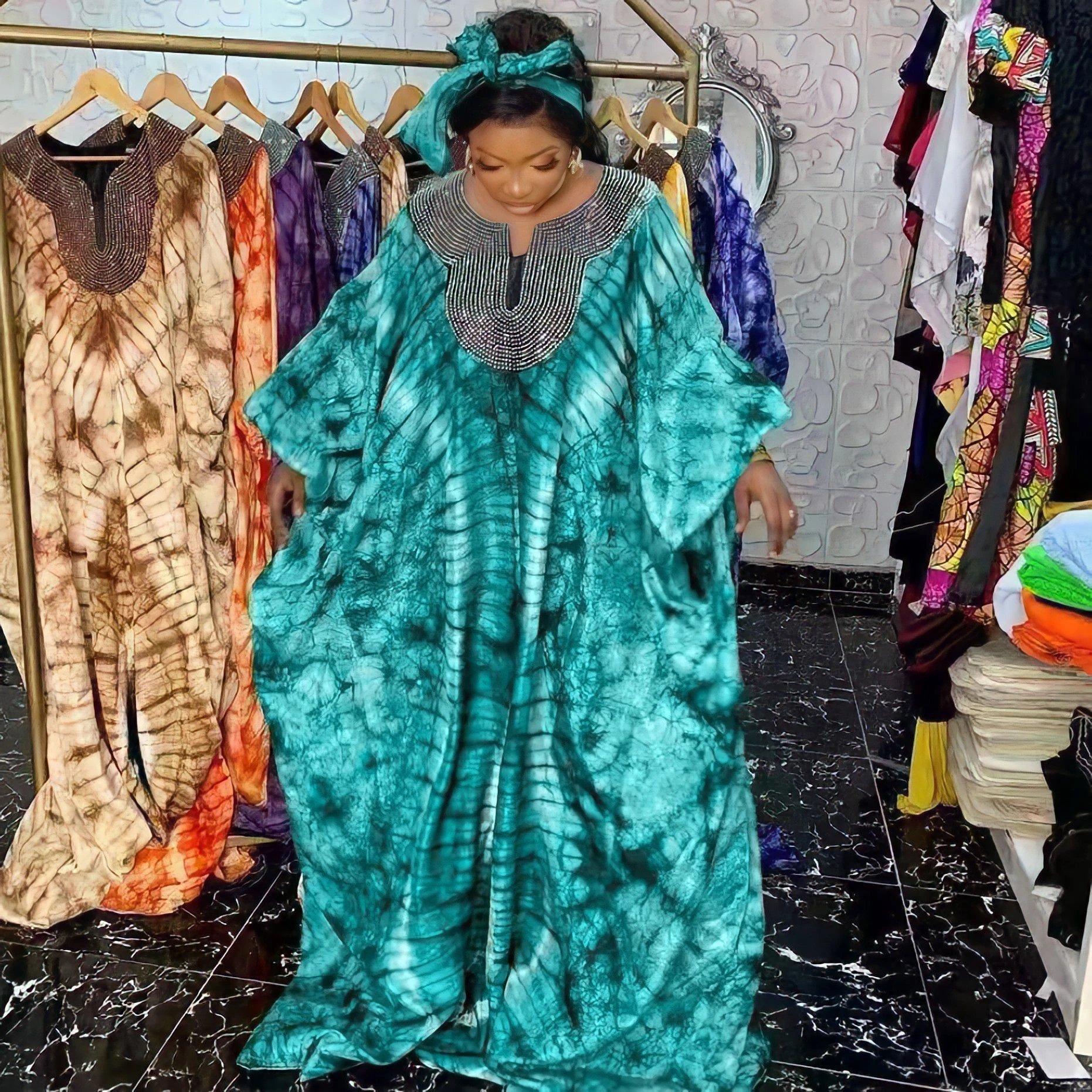 Plus Size African Party Dresses for Women Traditional Africa Clothes Dashiki Ankara Sequin Outfits Gown Kaftan Print Maxi Dress