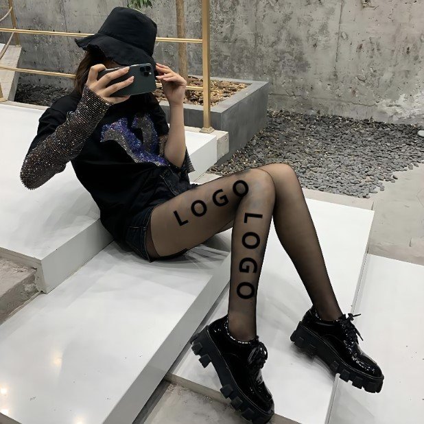 Customized Sexy Bow Stockings for Women - High Definition Printing Lady Pantyhose